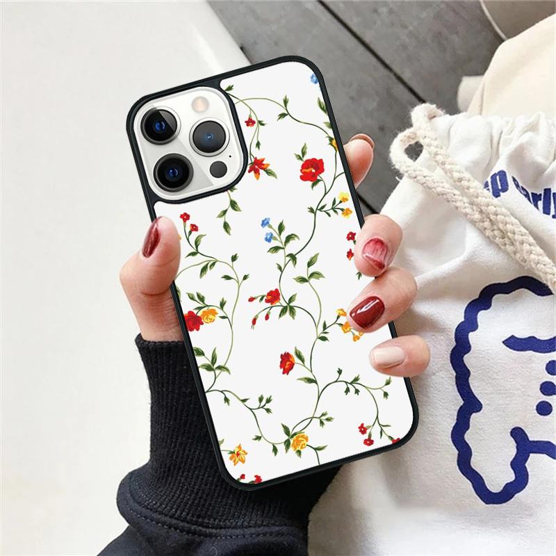 Винтажный чехол для телефона с цветами и листьями для iPhone 17 Air 15 16 Чехол 11 13 14 Pro Max 12 Plus Max Fundas
