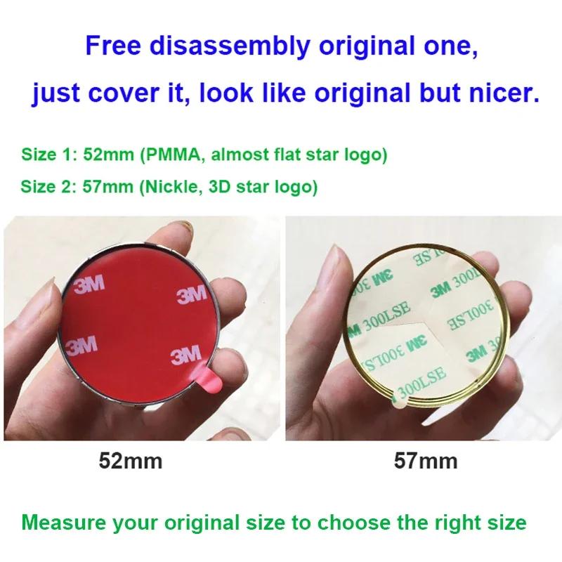 Горячая автомобильная наклейка для Benz 52 мм 57 мм Сплошная 3D и плоская Звезда Яблоня Значок Никель Автомобильный значок для рулевого колеса Mercedes Benz AMG