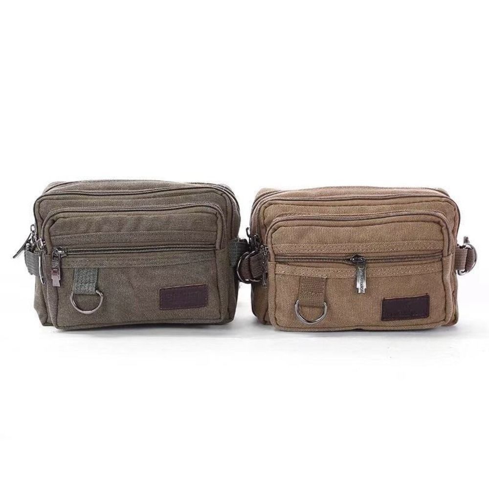 4-layers Canvas Chest Bag Large Capacity Fanny Pack Portable Multilayer Waist Packs Unisex