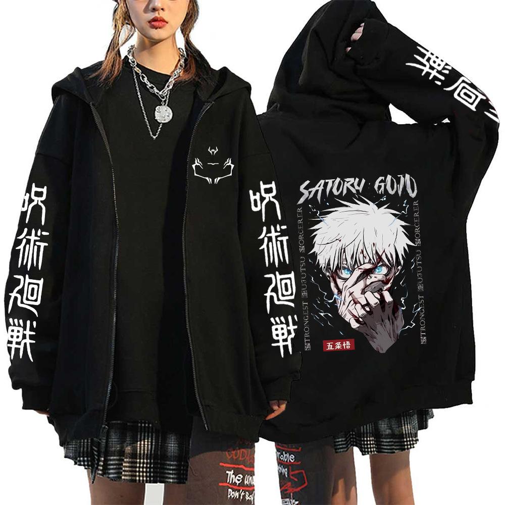 Autumn Zip Up Jacket Anime Jujutsu Kaisen Zip Plus Size