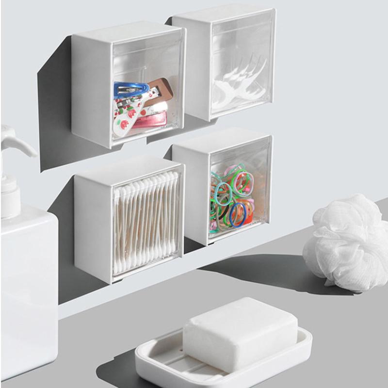 Настенные коробки для хранения ватных дисков, пылезащитный органайзер для ванной комнаты, держатель для ватных палочек, косметики, ювелирных изделий