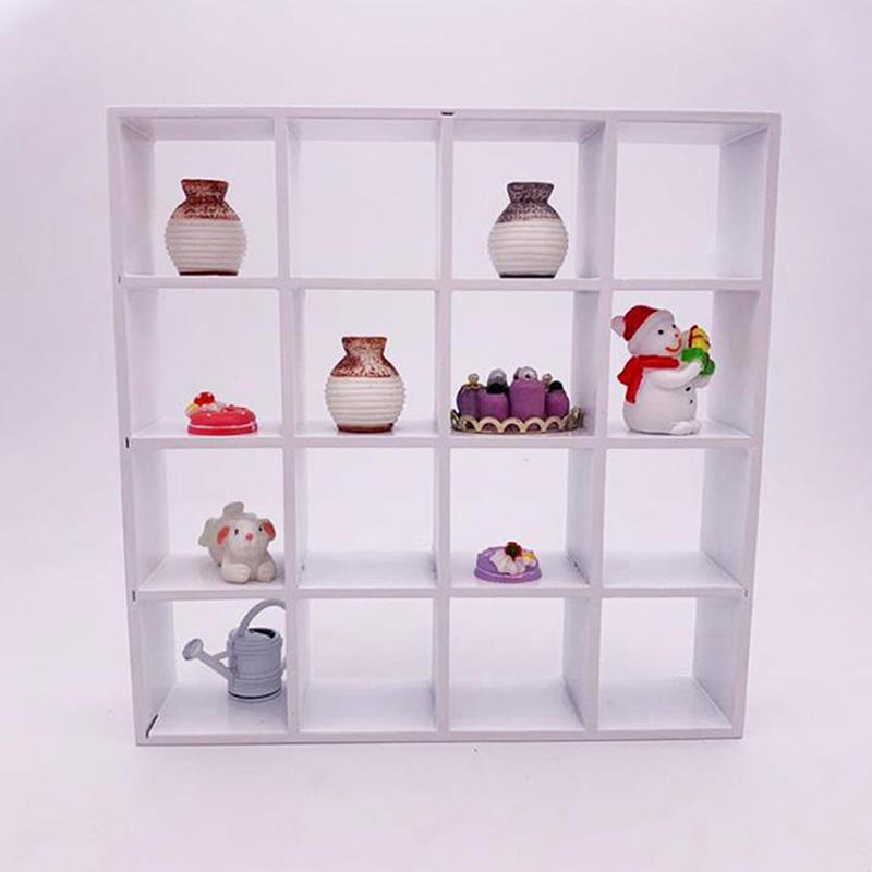 1шт 1: 12 деревянных стеллажей для хранения миниатюрных кукольных домиков 16 сетчатых полок для декора кукольного домика