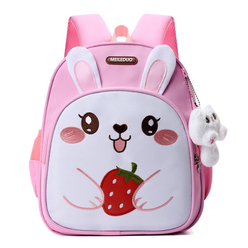 Children School Backpack With Oxford Material And Rabbit Car Pattern For Kids