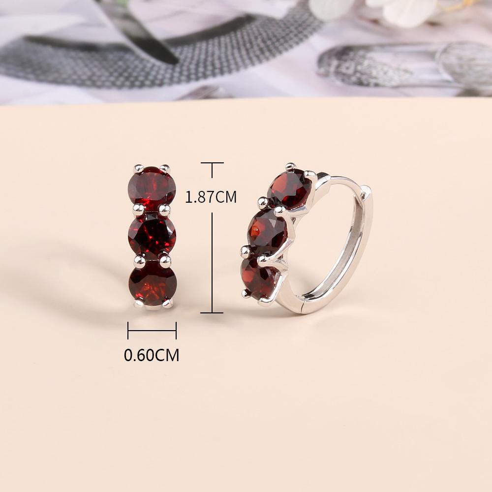 Bolaijewelry Simple Design Natural Garnet Ring Earrings Jewelry Set 925 Sterling Silver Fashion Women's Fine Jewelry