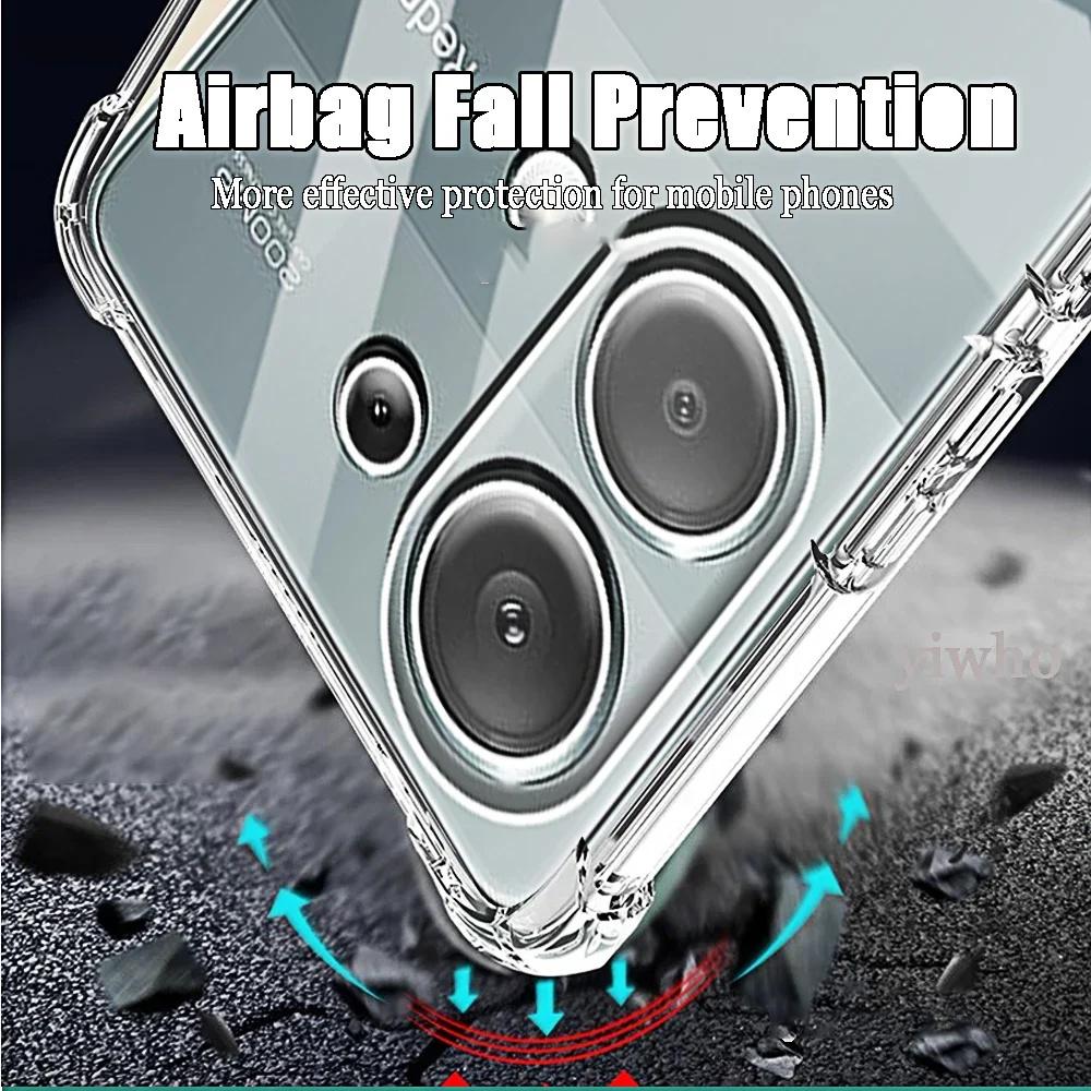 Противоударный чехол для телефона для xiaomi Redmi Note 13 Pro 4G 12 Pro Plus 5G прозрачный силиконовый бампер Мягкая задняя крышка из ТПУ