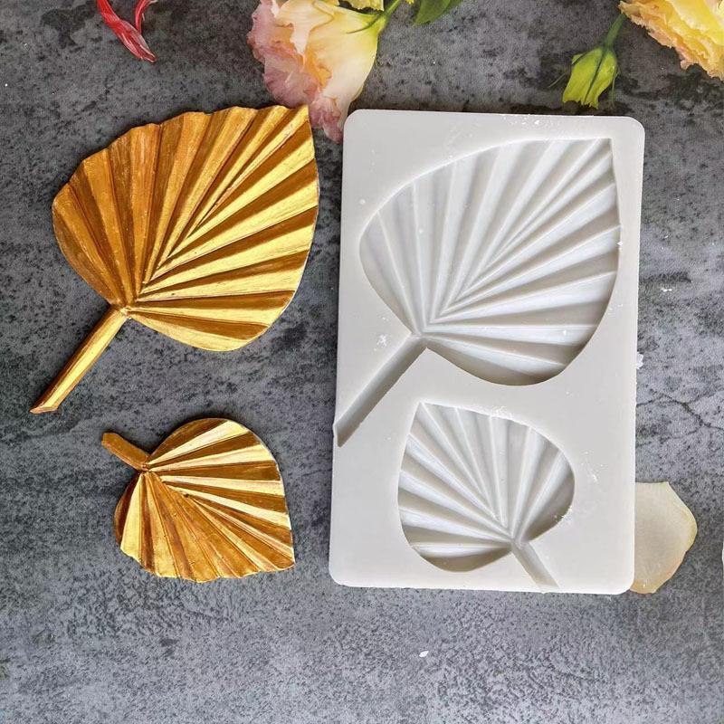 Силиконовая форма для моделирования в виде веера из листьев рогоза, силиконовая форма в форме веера, украшение для выпечки торта из гипсовой глины, форма для шоколада