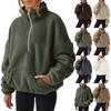 Women's Plush Sweatshirt Womens Fashion Casual Long Sleeve Pocket Drawstring Hooded Zipper Thick Pullover Sweatshirt