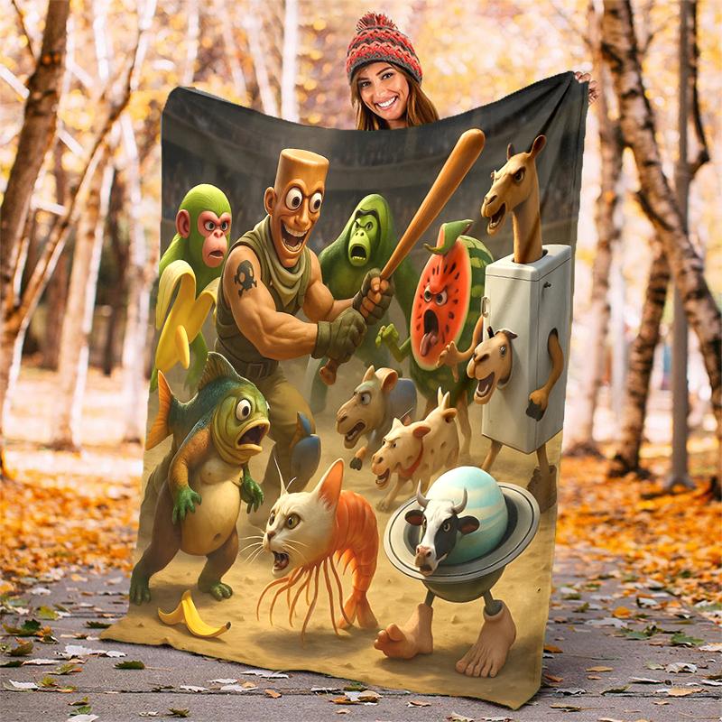 Brainrot Flannel Blanket Soft Warm All-Season Throw, Design for Camping, Car Travel, Hiking Sofa, Bed, Office Perfect Gift for Parties