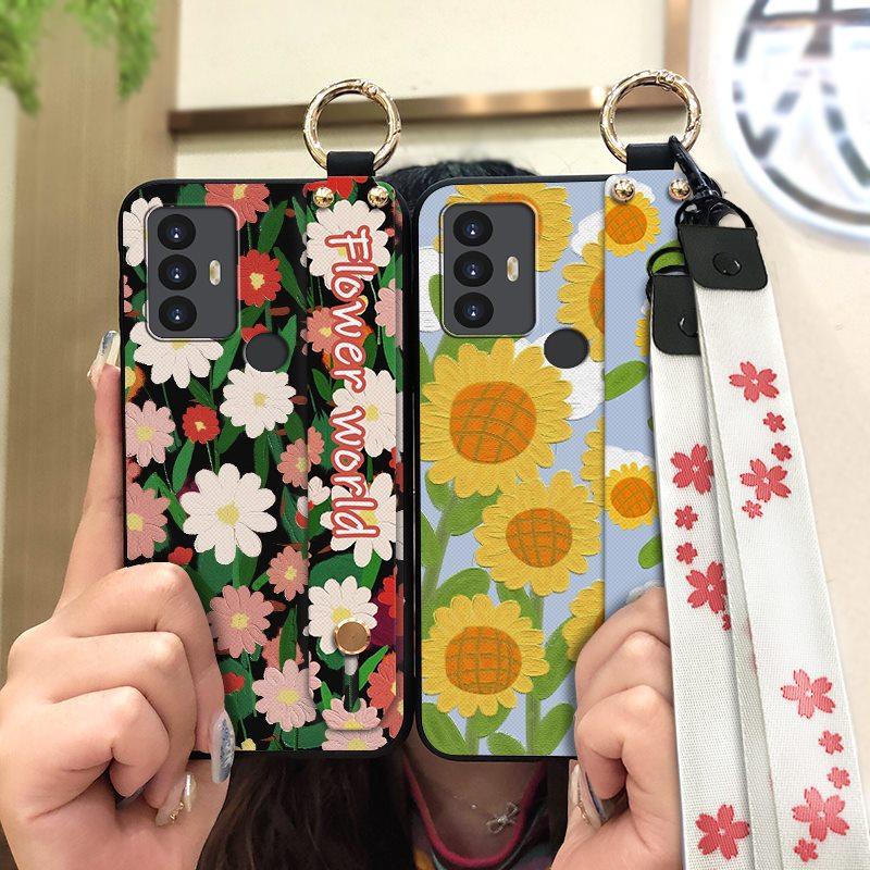 Ring Wrist Strap Phone Case For TCL 30SE/30E/306/305/Sharp Aquos V6/V6 Plus Fashion Design Wristband Waterproof Silicone