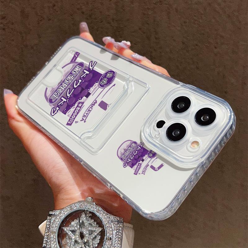 Card Slot Holder Silicone Wallet Pocket Case For iPhone 14 16 15 Max Infinix Note 30 Xiaomi Redmi Note 9 Oppo Reno 12 13F 14F Cover Clear Phone Bumper