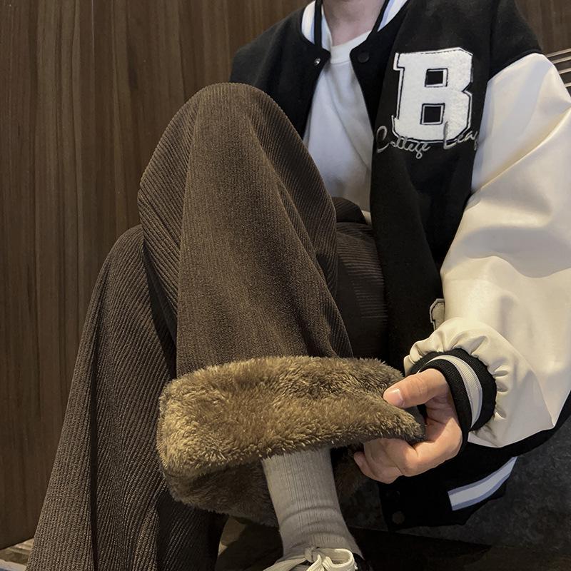 Мужские зимние вельветовые брюки - морозостойкие до -40°, очень толстые с подкладкой из бархата и овчины