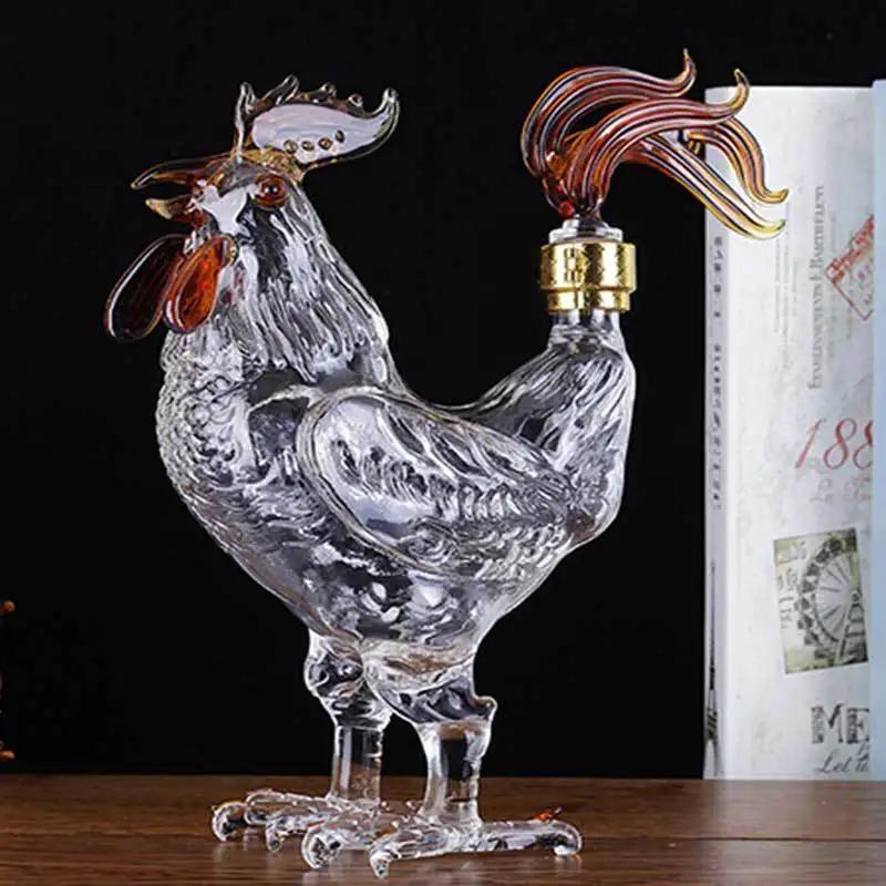 Glass Bottle Sealed White Spirit Bottle Household Glass Zodiac Chinese Chicken White Wine Empty
