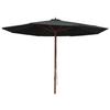Parasol - VIDAXL - 47138 - Black - 350 X 240 Cm - Wooden Pole - Foldable