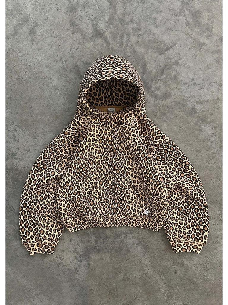 Y2K Retro Leopard Print Hooded Sweatshirt - Unisex Harajuku Hip-Hop Style Pullover