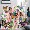1Pc Butterfly Print Flannel Blanket, High quality Comfortable for All Seasons, Home Decor, Warmth and Comfort, Perfect for Christmas Gifts W35