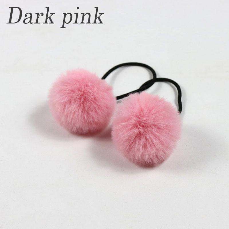 2Pcs Soft Furry Hair Ties Elastic Hair Bands Girls Hair Ring Fur Ball Hair Rope Rubber Band 5cm