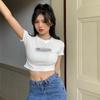Short Sleeve Women's Printted Slim T Shirt Crew Neck Letter Summer Basic Tees Shirt Top Summer