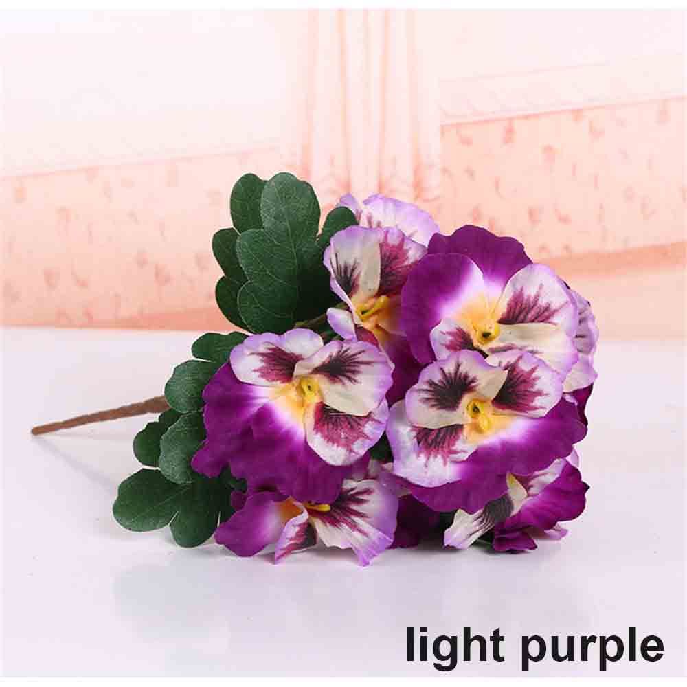10 head Party Home Room  Wedding Artificial Silk Bouquet Pansy Flower Plant Bunch Floral Decor