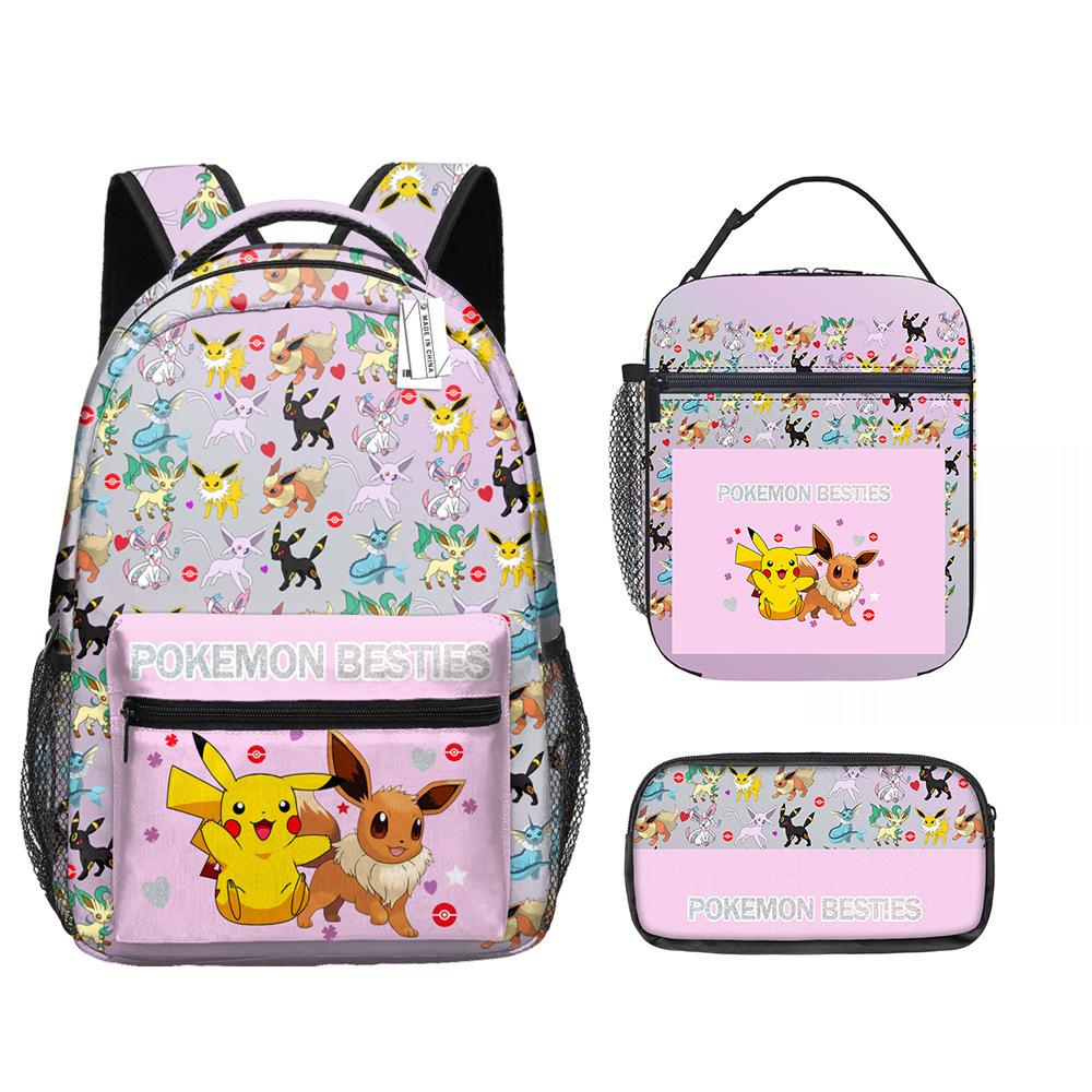 Pet Elf Pikachu Cartoon Animation School Bag Pokémon Children'S Backpack Lunch Bag