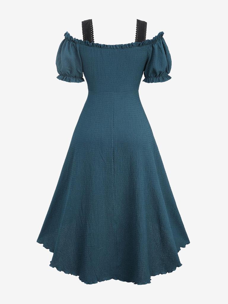 Rosegal Плюс размер Платье миди из крепа со шнуровкой и оборками и завязками на завязках