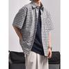 Summer New Plaid Shirt Men'S Style Retro American Short Sleeved Shirt Japanese Shirt Jacket