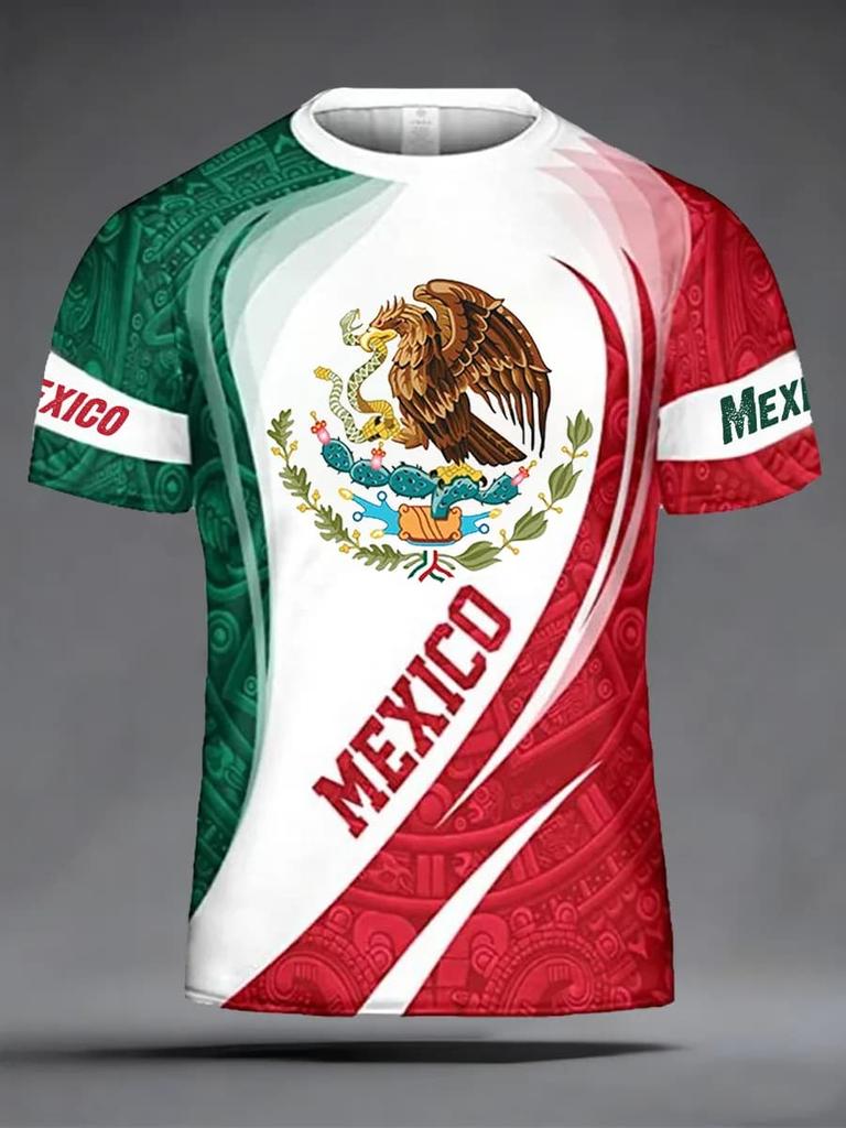 New Men Mexico National Soccer Jersey 3D  Print Quick Dry Football T Shirt  Sports Training Tee for Fan Match Daily Wear
