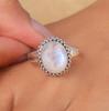 Кольцо с драгоценным камнем из радужного лунного камня, Кольцо ручной работы, Кольцо в стиле бохо, Эффектные украшения, Кольцо унисекс, Серебряные украшения-подвески, Серебряное кольцо 925 пробы