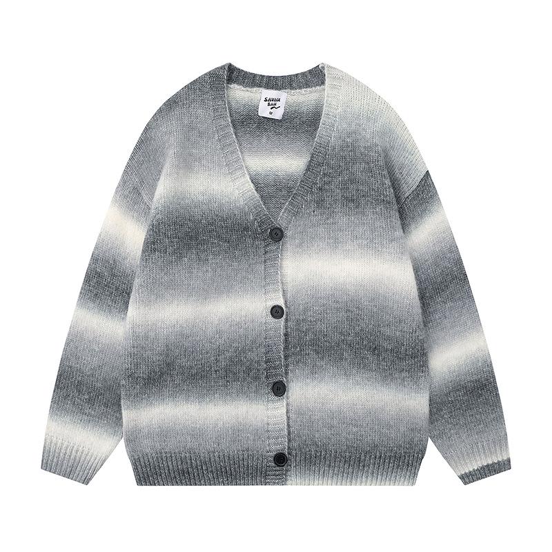 Унисекс-свитер с V-образным вырезом в полоску в студенческом стиле для повседневной носки на осень