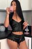 Satin Lace Shorts Pajama Set