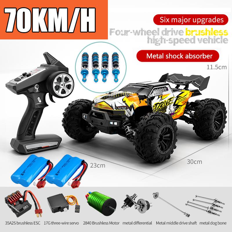 Радиоуправляемая машина Внедорожник 4x4 Высокоскоростная 70 км/ч Машина на дистанционном управлении со светодиодной фарой Бесколлекторный 4WD 1/16 Монстр-трак Игрушки для мальчиков Подарок