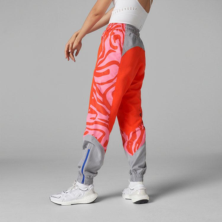 Adidas Stella McCartney Retro Sport Color Block Pattern Printed Athletic Training Pants Women Pants Orange Red HD9141