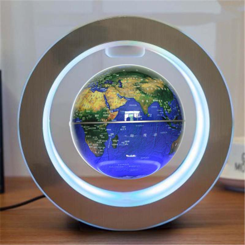 4 Inches Round LED Floating Globe Magnetic Levitation Light for Home Desktop Decor 10.5cm