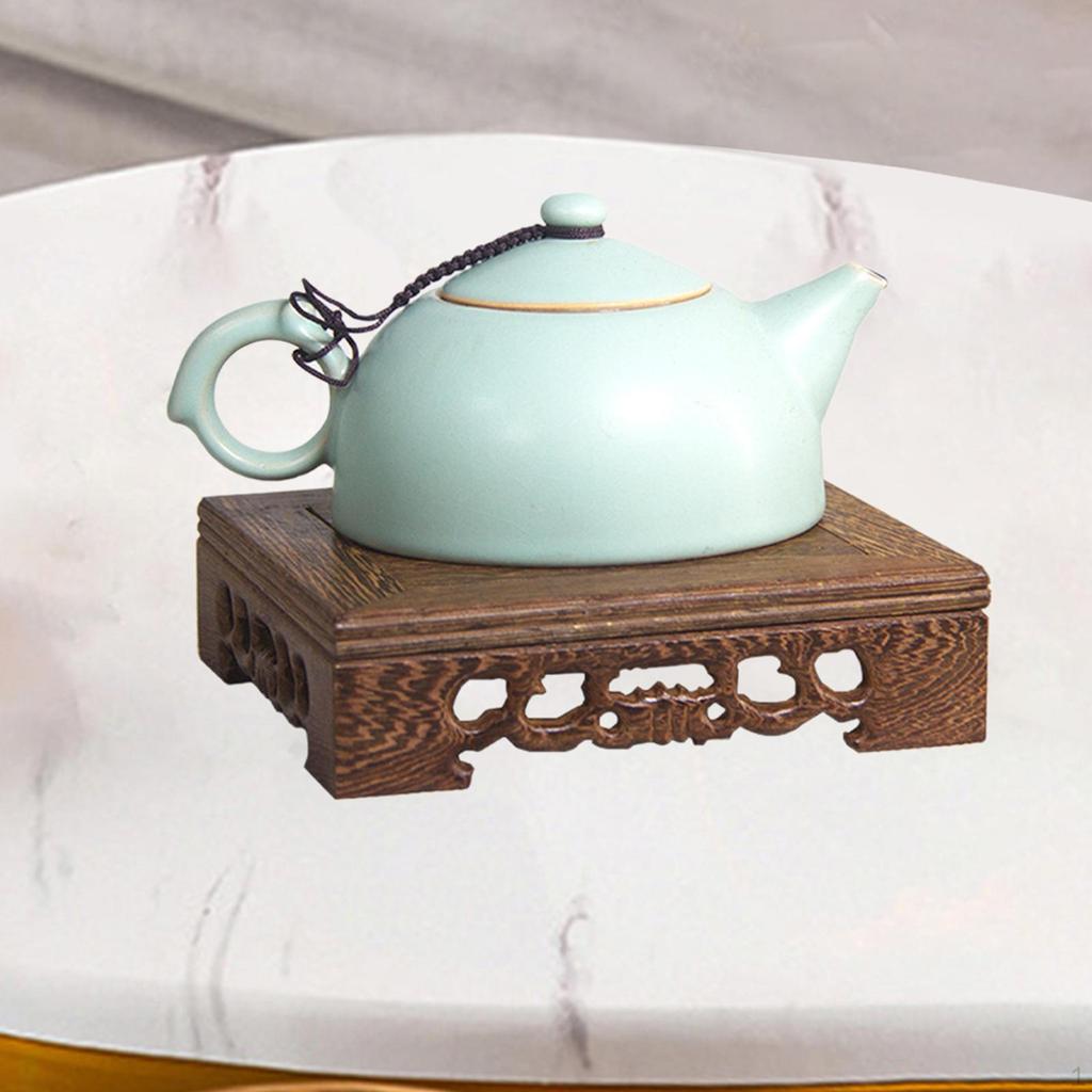 Традиционная деревянная основа для чайника, квадратная ваза для чайника, бонсай, деревенская декоративная подставка для дисплея