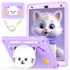 For iPad 10.2 (2021)/(2020)/(2019) Case PC + Silicone Tablet Cover with Cat Kickstand/Shoulder Strap