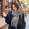 Новый студенческий корейский клетчатый универсальный шарф для женщин, зимний, теплый, для защиты шеи, шарф-шаль с кисточками