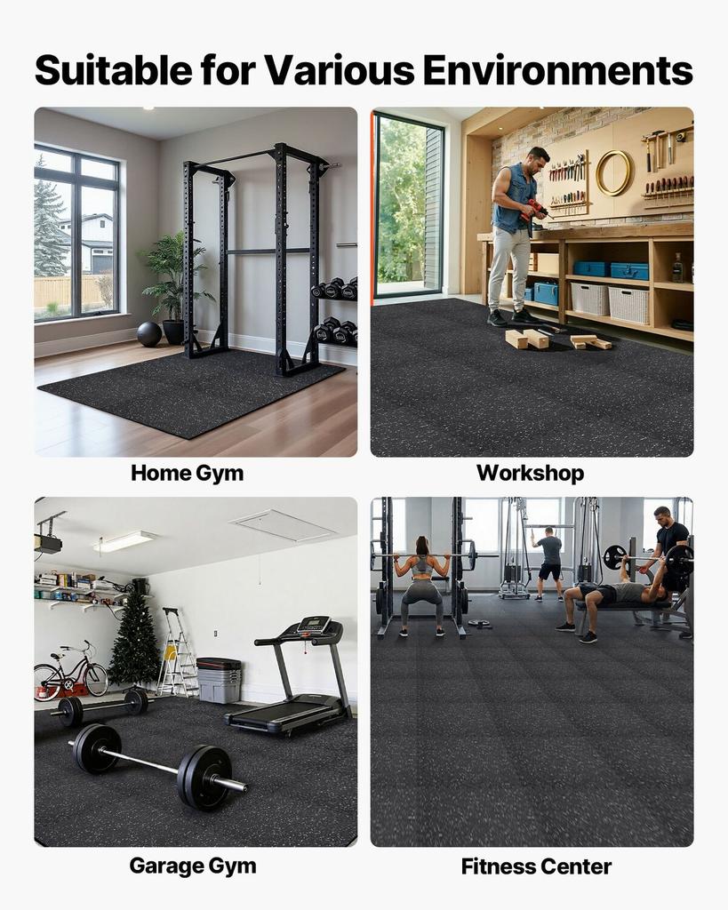 Puzzle Exercise Mat, 24 PCS Fitness Equipment Mats, 610 x 610 x 10 mm, High-Density EVA Foam Mat Set, Interlocking Rubber Soft Tiles, Protective Floor