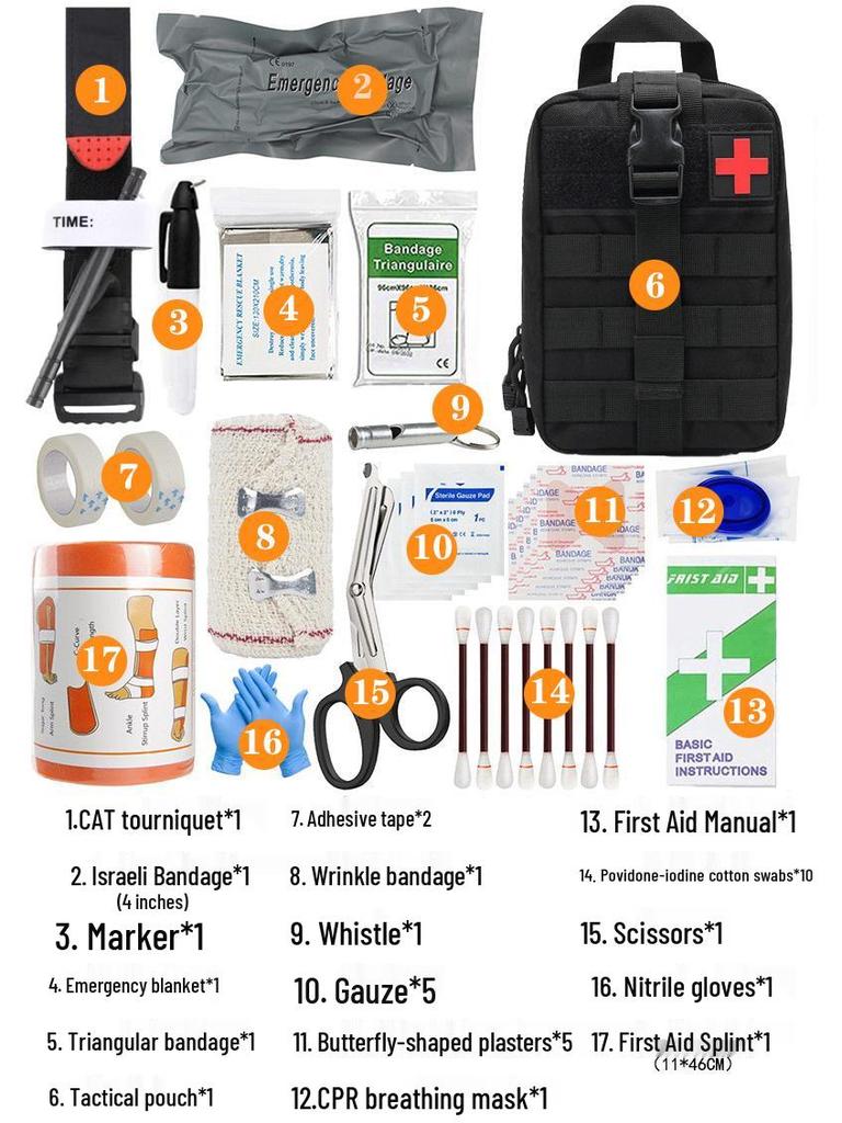 Tactical Outdoor Travel First Aid & Survival Kit
