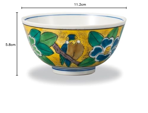 Kutani ware rice bowl, Yoshidaya-style camellia AP7-0659
