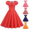Women's Clothing Supply Retro Skirt Bubble Short-sleeved Polka Dot Printing Big Swing Skirt