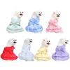 Pet Dog Gown Wedding Dress Solid Color Bow Dress