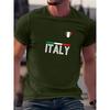 Men's Summer 100 Cotton Fashionable Casual Sports Loose Fit Plus Size Italian Letter Printed Round Neck Short Sleeved T-shirt