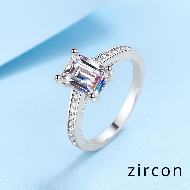 S925 Silver Ring Women's Rectangular Shaped Moissanite Radiant Emerald Cut Pt950 Platinum Plated Wedding Ring Engagement Diamond Ring