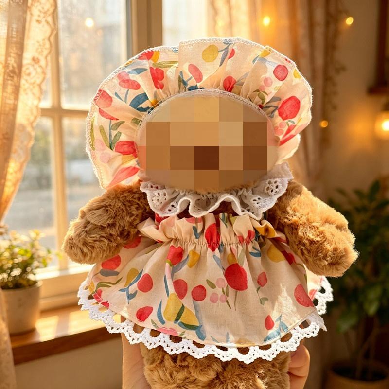 [Cloth Only]Doll Skirt Suit for 16CM-18CM Plush Dolls ,Spring Berry Dress Set.