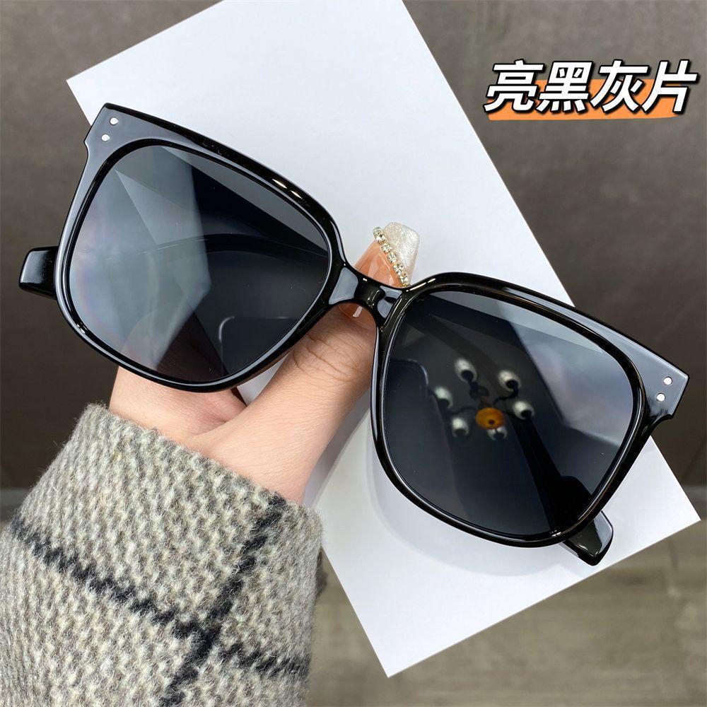 Sunglasses women's new high-end big face thin sunglasses UV protection white frame sunglasses men