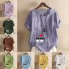 Women's Fashion Cute Cartoon Cat Prined Short Sleeve T-shirt Loose Cotton Shirt Casual Loose Summer Blouse Tops Plus Size