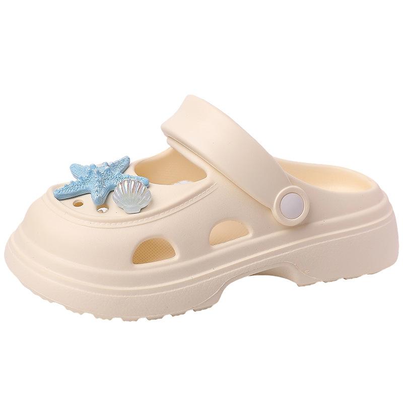 Интернет-знаменитость взрывной белый высокая платформа дырявые туфли женские 2025 новый летний стиль милый мультяшный сумка голова тапочки прилив