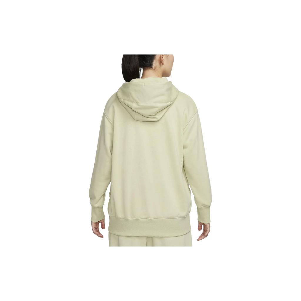 Nike Solid Color Hooded Drawstring Casual Sweatshirt Women Tops Olive FZ7197-371