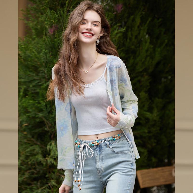Вязаный кардиган Bailuyu Spring с V-образным вырезом и длинным рукавом