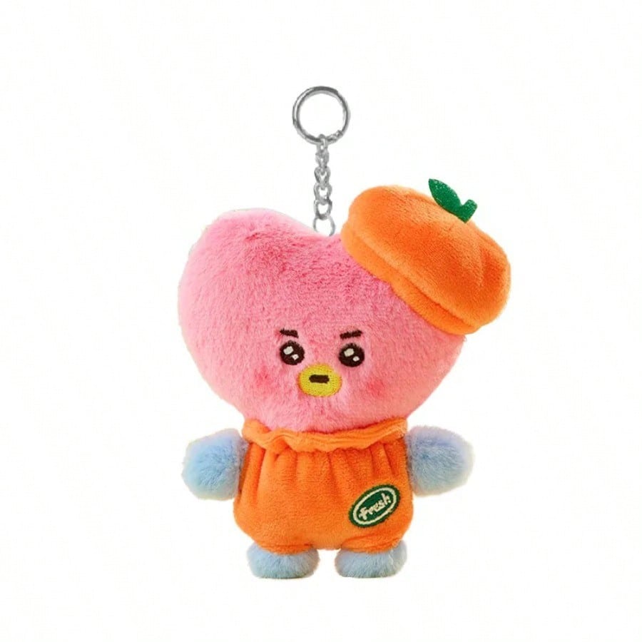 LINE FRIENDS BT21 Аниме Kpop 12см Куки Шуки Плюшевая Игрушка Стиль Y2K Последнее Поступление Мультяшная Оранжевая Плюшевая Кукла Брелок для Рюкзака