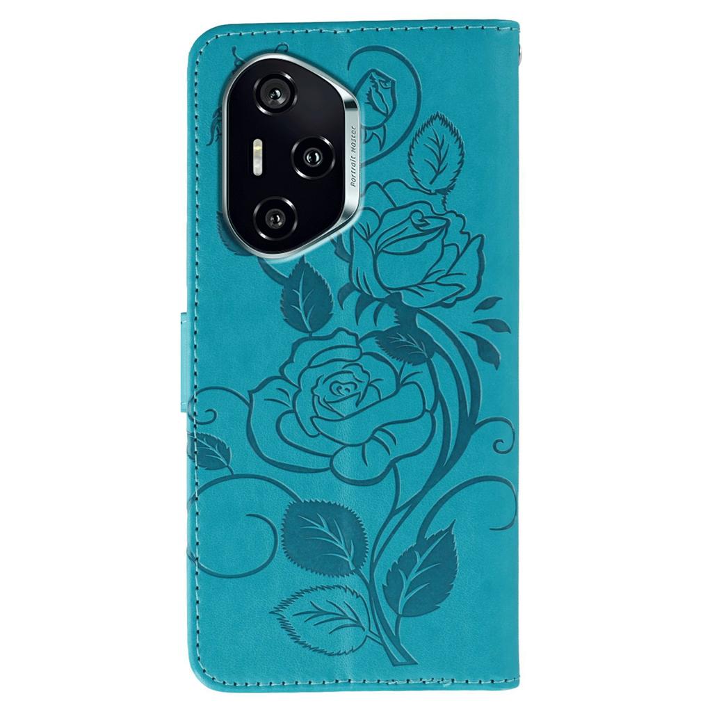 For Honor 400 Case Wallet Stand Imprinted Rose Butterfly PU Leather Phone Cover